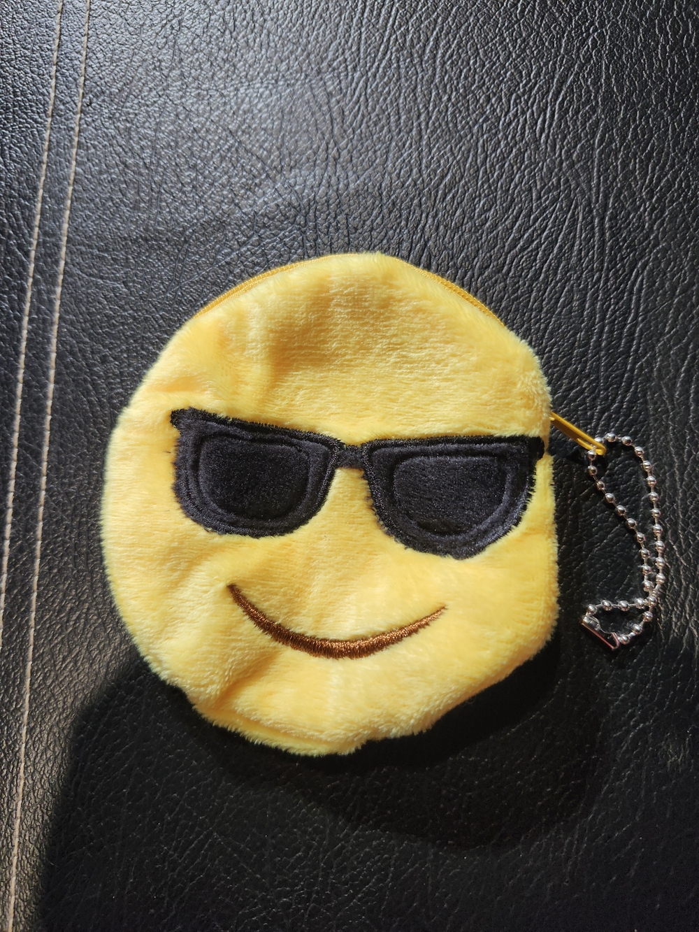 Cool Sunglasses Emoji Plush Coin Pouch - Yellow
